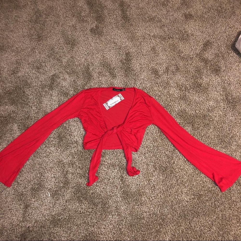 Red tie crop top from boohoo